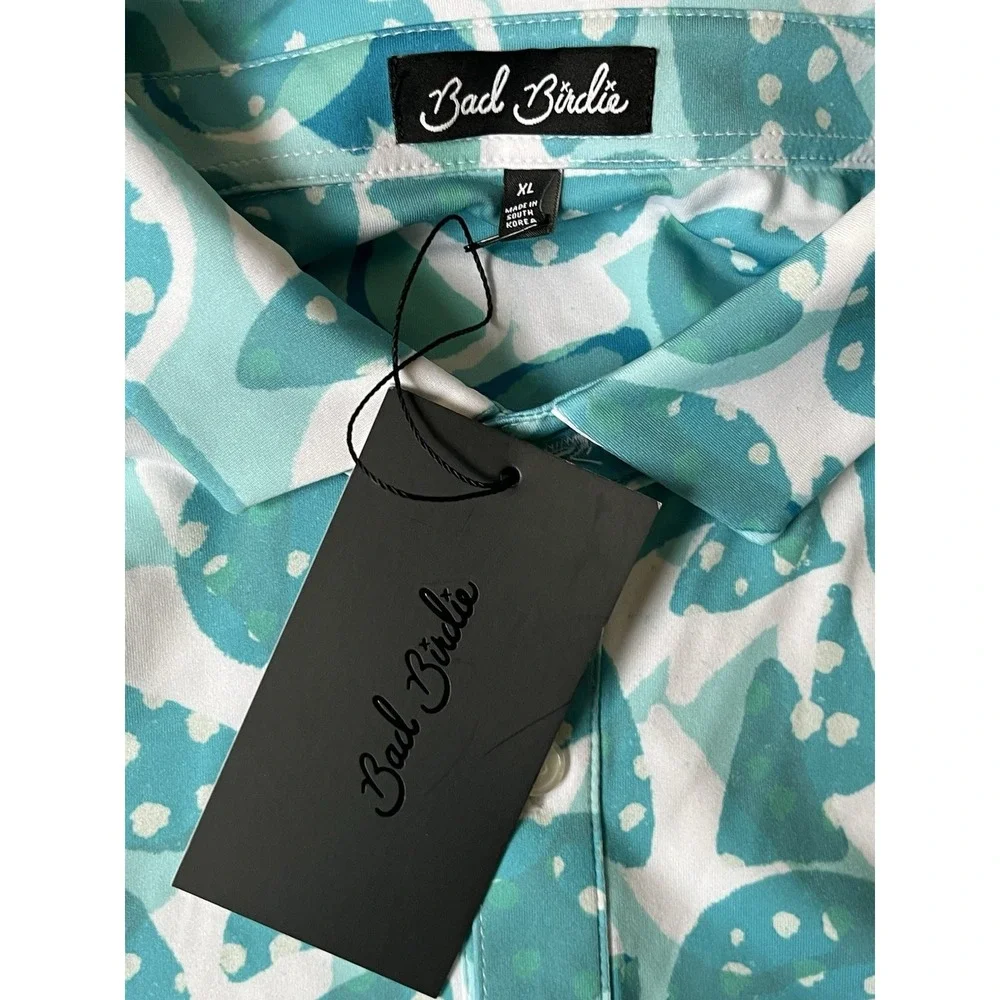 Bad Birdie Bam Bam Golf‎ Polo Shirt Blue Teal Green Sizes XL